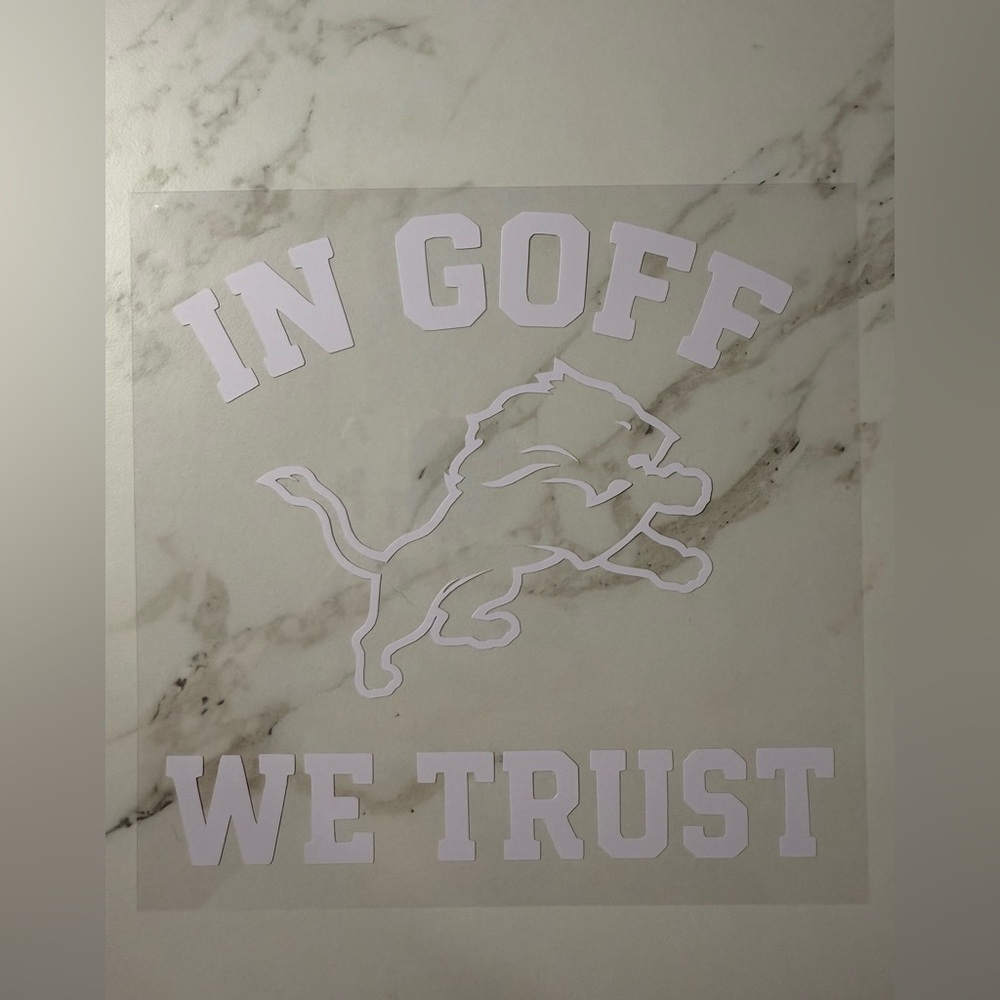 IN GOFF WE TRUST DETROIT LIONS STICKER DECAL